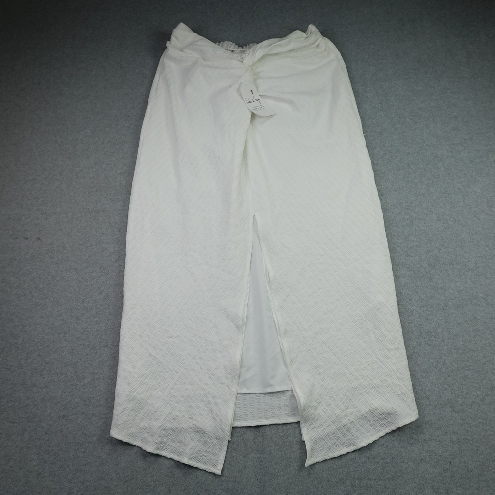 Sadie & Sage Skirt Womens Small White Boho Maxi Textured Slit Knot Front